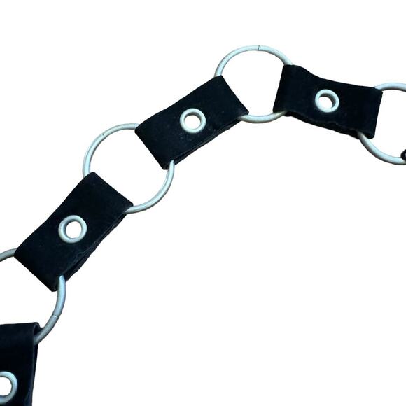 Bohemian Boho Western Cowgirl Belt Silver Metal Loops Black Accents Fringe Tie - Picture 5 of 8